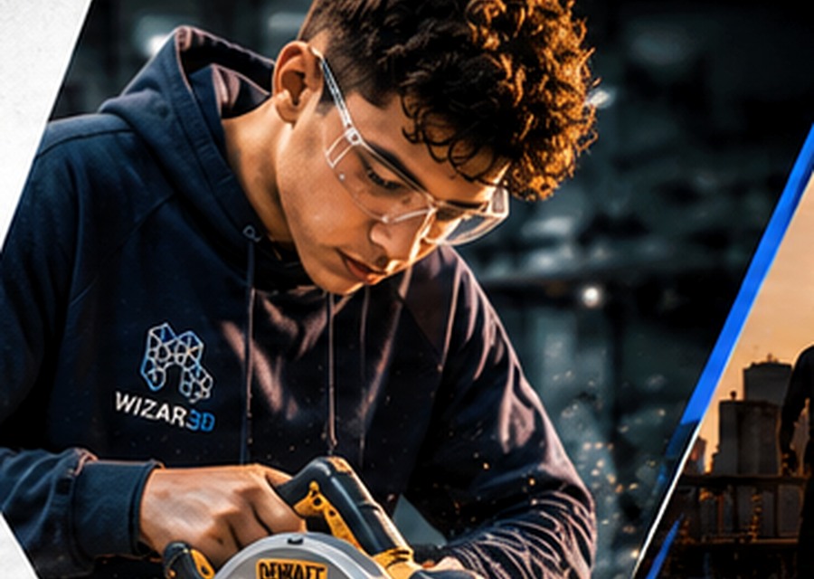 Young builder learning construction skills